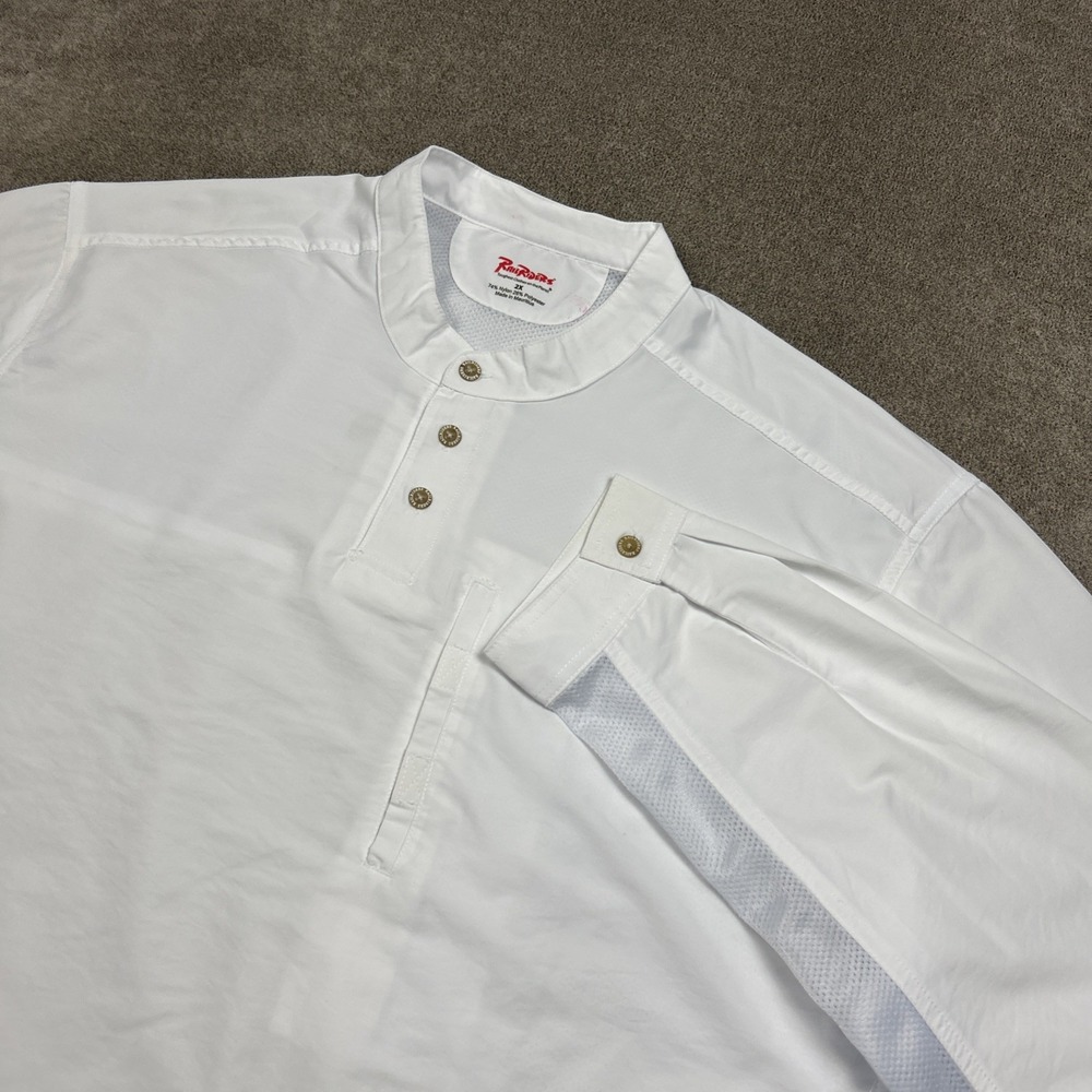 RailRiders Adventure Shirt Mens 2XL White Vented Mesh Hiking Travel Band Henley